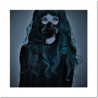 Girl with gaskmask Posters and Art